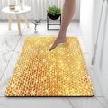 Golden Diatomaceous Earth Bath Mat Soft Mat Rubber Anti-Slip Fast Dry Super Absorbent Thin Bathroom Mat for Under Door - Bathroom Floor Mat Rug Bathtub Front Shower Mat Sink