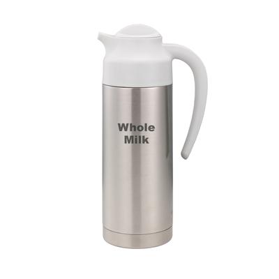 Service Ideas S2SN100WHOLEETWHT SteelVac 1 liter Vacuum Creamer Carafe w/ Screw On Lid & Stainless Liner - Brushed Stainless, Silver