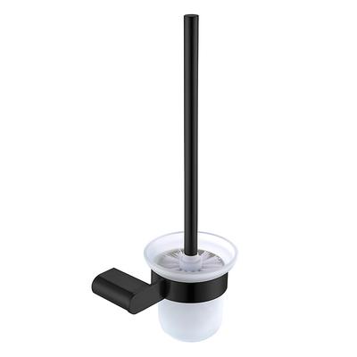 Bathroom Toilet Brush with Holder SUS304 Stainless Steel Storage Organiser Stylish Brush Holder Rustproof Wall Mount Matte Black