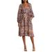 Zen Zebra Long Sleeve Midi Dress - Red - Tommy Bahama Dresses