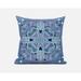 16 x 16 in. Paisley Leaf Geo Broadcloth Indoor & Outdoor Zippered Pillow - Dark Muted Blue Navy & Light Blue