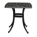 Fithood Outdoorr Cast Aluminum Square Table End Table Side Table for Paio Backyard Pool Cast Aluminum Cocktail Table Outdoor Bar Table Black