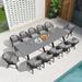 LEAF 11 Pieces Patio Dining Sets All-Weather Wicker Outdoor Patio Furniture with Table All Aluminum Frame for Lawn Garden Backyard Deck Outdoor Dining Sets with Cushions and Pillows Grey