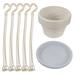 5 Sets Hanging Flower Pots Basket Planter Holder Round Hanging Fence Railing Wall Planter Containers for Garden Balcony Decoration ( White )