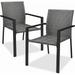 Set of 2 Stackable Outdoor Wicker Dining Chairs All-Weather Firepit Armchair w/Armrests Steel Frame for Patio Deck Garden Yard - Gray