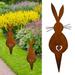 Lloopyting Bunny Garden Stake Decorative Garden Stake Metal Rabbit Stake Garden Decoration Rabbit Garden Figure Outdoor Garden Decoration Gardening Supplies Garden Decor Brown 20.5*12*2cm