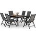 Perfect & William 9 Pieces Patio Dining Set for 8 Outdoor Furniture with 1 X-Large E-Coating Square Metal Table and 8 Grey Portable Folding Sling Chairs Outdoor Table & Chairs f