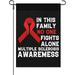 Cancer Ribbon In This Family No One Fights Alone Multiple Sclerosis Awareness Garden Flag Cute House Flags Double Sided For Porch Funny Garden Flag Outdoor Sign Cancer Ribbon Small Yard Flag