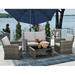 Vakollia 4 Piece Outdoor Wicker Rattan Conversation Sofa Set with Table & Chair for Backyard Balcony Garden Poolside Porch (Grey-Dark Grey)