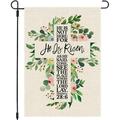 He is Risen Easter Garden Flag 12x18 Inch Double Sided Spring Cross Flower Decorations Small Vertical Welcome Seasonal Decor for Outdoor Yard Garden