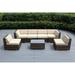 Ohana 7-Piece Outdoor Patio Furniture Sectional Conversation Set Mixed Brown Wicker with Gray Cushions - No Assembly with Free Patio Cover