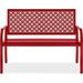 Outdoor Bench 2-Person Metal Steel Benches Furniture for Garden Patio Porch Entryway w/Geometric Backrest 790lb Capacity - Rose Red