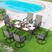 7 Pieces Patio Dining Set Rectangular Expandable Black Metal Table with 9 Padded Textilene Fabric Swivel Chairs Outdoor Furniture Set for Garden Poolside Backyard Porch