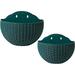 Zhuge 2 Pcs Imitation Rattan Wall Hanging Flower Pot Semicircle Hanging Planters Outdoor with Drainage Hole and Hooks Plastic Garden Hanging Basket for Balcony Fence