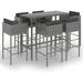 Furniture Sets 7 Piece Patio Bar Set with Cushions Poly Rattan Gray Outdoor Tables for Conversation Dining Outdoor Bench Gray