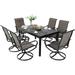 9 Pieces Patio Dining Set Rectangular Expandable Black Metal Table with 10 Padded Textilene Fabric Swivel Chairs Outdoor Furniture Set for Garden Poolside Backyard Porch