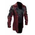 iOPQO Casual Jackets For Men Men Vintage Leather Jacket Biker Motorcycle Zipper Long Sleeve Coat Top Blouses Red + XL