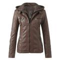 Dtydtpe Jackets for Women Leather Jacket Women Women s Slim Leather Stand Collar Zip Motorcycle Suit Belt Coat Jacket Tops Winter Coats for Women