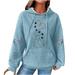 DDAPJ pyju Womens Waffle Knit Hoodies Deals of Today Lover Heart Dog Paw Print Hooded Sweatshirt Long Sleeve Drawstring Pullover Tops Valentine s Day Gifts Hoodie for Pet Lover Blue M