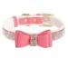 Dog Puppy Collar Rhinestone Crystal Glitter Bling PU Leather Adjustable Warm Pad