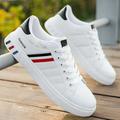 Spring Summer Men Shoes PU Leather Shoes Casual Sneakers Men Breathable Mesh Sport Tennis Shoe Male Fashion Off White Shoes White Red 40