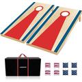 Corn Holes Outdoor Game Set: 4 x 2 / 3 x 2 Solid Wood Cornhole Set w/ 2 Wooden Cornhole Boards 8 Corn Hole Game Toss Bags and Carrying Case Cornhole Game Set