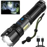 Flashlights High Lumens Rechargeable - 900 000 Lumen LED Flashlight 7 Modes with COB Work Light IPX7 Waterproof Flash Light high lumens for Home Camping Hiking