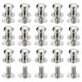 6mm Ball Head Stud Rivets Screw Back 15Pack Round Head Button Nipple Rivet Silver Tone