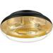 FJU 15 Inch 3-Light Ceiling Light Fixtures Large Light Fixtures Ceiling Mount Black and Gold Finish with Clear Glass Shade ZSL68MF BK+BG