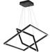 Modern Square LED Chandelier Lighting Square LED Pendant Ceiling Light Fixture 2-Ring Dimmable Contemporary Chandelier for Living Dining Room Bedroom Black 6000K Cool Wihite 72W