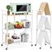 JIAH Foldable 4-Tier Storage Shelving Unit with Lockable Wheels Space-Saving Organizer Rack for Home and Office Freestanding Metal Rack 1 Piece White
