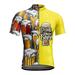 YiHWEI Male Summer Fashion Sports Cycling Clothing 3D Printing Oktoberfest Trend Short Sleeve Top 2024 Men Shirt Jacket Lightweight Yellow XL