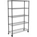 Storage Shelves Shelf Adjustable Wire Shelving Unit Sturdy Steel Metal Shelves Heavy Duty Shelving Units and Storage with Casters for Garage Living Room Bathroom 36L X 14W X 59H.5Tier Black