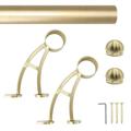 Wall Bar Mount Foot Rail Kit Satin Golden Finish Stainless Steel Tubing w/Internal Connector Bar Foot Rail Brackets Domed End Cap 3 ft = 36 in x 1