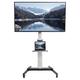 ZQRPCA Aluminum Mobile TV Cart for 32 to 83 inch Screens up to 110 lbs LCD LED OLED 4K Smart Flat Curved Panels Heavy Duty Stand with Shelf Locking Wheels Max 600x400 Silver STAND-TV09