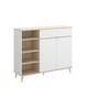 Dmora Sideboard Sumbra, Wohnzimmer-Pantry-Buffet, modernes Wohnzimmer-Sideboard mit 2 Türen, 120 x 40 x 102 cm, Weiß und Eiche