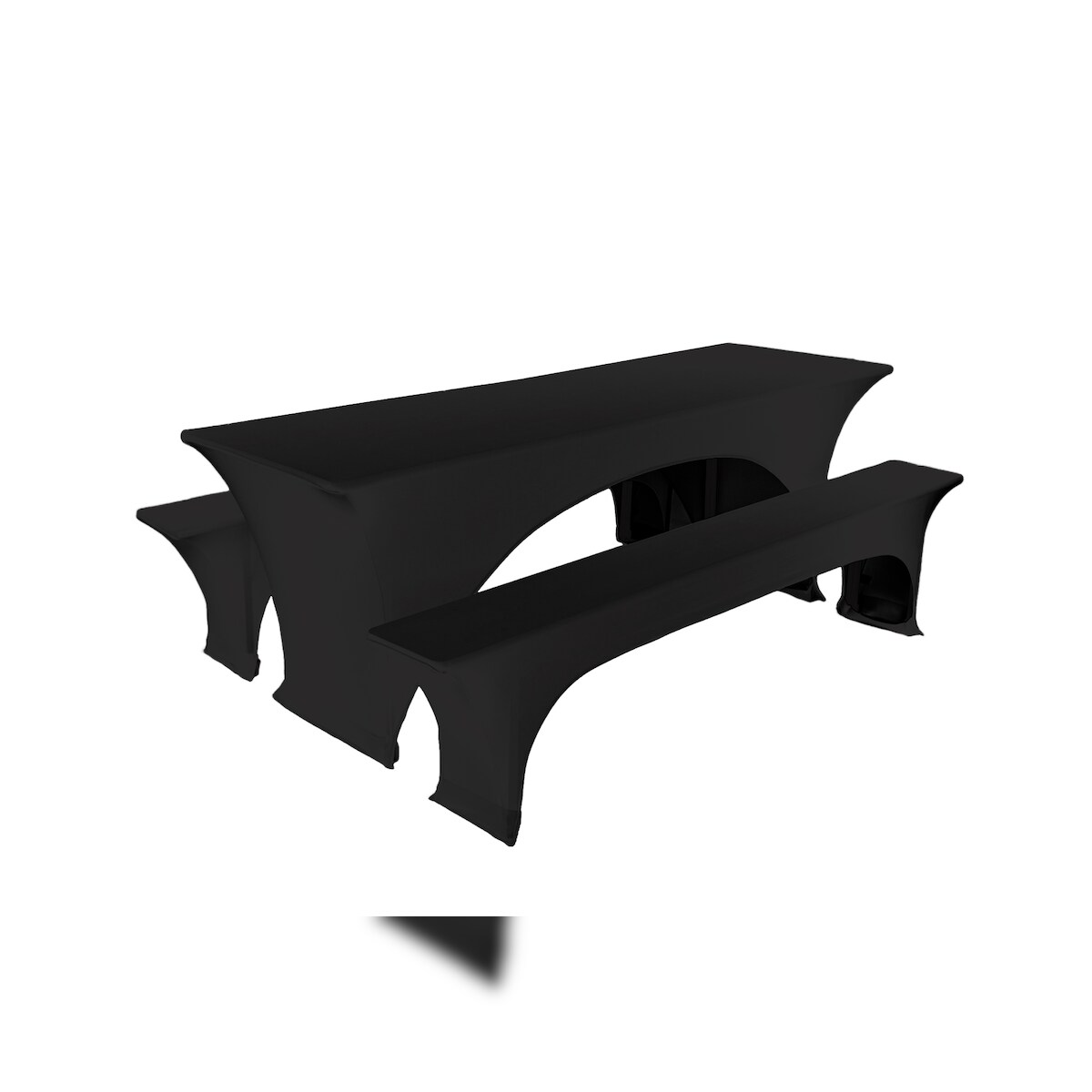 TexDeko Stretch Hussen für Bierzeltgarnitur gepolstert 220 x 70cm Blickdicht Biertischhusse 5TLG Set (Schwarz) Image