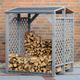 Callow Garden Retail Double Log/Firewood Storage Shed Rack with Felt Roof - Outdoor Fireplace Accessories - Wood - L148 x W73 x H69 cm - Grey
