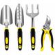 Langray - Gardening Tools Set, Garden Tools with Heavy Duty Aluminum Heads and Ergonomic Handles, Gardening Tools with Pruner, Shovels, Trowel,