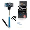 Ex-Pro® Extendable Self Portrait Selfie Handheld Stick Monopod With Smartphone Adajustable Holder & Black Remote - Blue