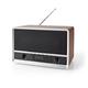 Portable Retro FM Radio with Bluetooth, Battery Powered with AUX Jack and Alarm Clock, Wooden Effect - Black/Brown