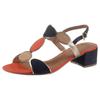 Sandalette MARCO TOZZI, Damen, Gr. 42, blau (navy, kombiniert), Textil, Lederimitat, kontrastfarbene Details, elegant, Schuhe, Blockabsatz, Sommerschuh, Riemchensandale mit verstellbarer Schnalle