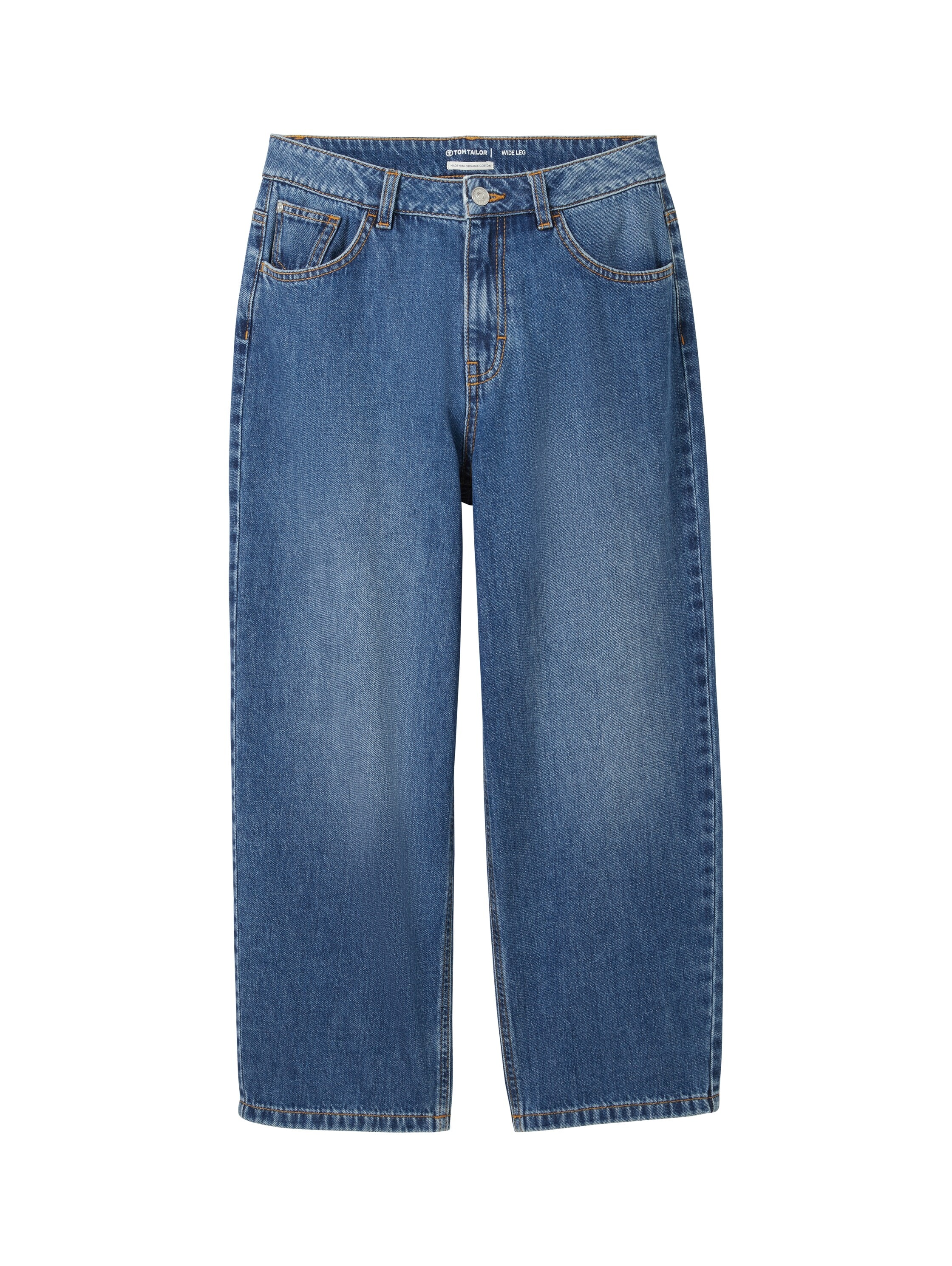 5-Pocket-Jeans TOM TAILOR, Jungen, Gr. 170, N-Gr, blau (blau denim), Denim/Jeans, Obermaterial: 100% Baumwolle, unifarben, bequem lang, Jeans 5-Pocket-Jeans, Baggy Jeans- mit ausgestelltem Bein