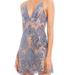 Free People Dresses | Free People Night Shimmers Mini Dress In Blue - Size Small | Color: Blue/Tan | Size: S