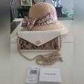 Coach Bags | Coach Slim Envelope Wallet On Chain Plus Medium Size Straw Hat! | Color: Cream/Gold | Size: 7¾" X 3½" X ¾"