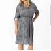 Lularoe Dresses | Lularoe Ellie Button Front Belt Pockets Roll Tab Shirt Dress Floral 3xl Hc | Color: Black/Gray | Size: 3x