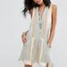 Free People Dresses | Free People All Right Now Mini Cream Brown Green Boho Smock Dress | Color: Cream/Tan | Size: S