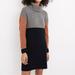 Madewell Dresses | Madewell Colorblock Turtleneck Sweater Dress Navy Blue Gray Orange Merino Wool S | Color: Blue/Gray | Size: S