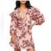 Free People Dresses | Free People Sunbaked Floral Long Sleeve Swing Minidress In Peach Combo Size M | Color: Pink/Purple | Size: M