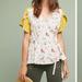 Anthropologie Tops | Anthropologie Meadow Rue Bon Voyage Wrap Short Sleeve Blouse Sz Us 4 | Color: White/Yellow | Size: 4